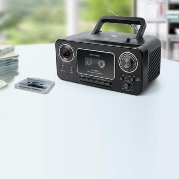 Muse Stereo Radio CD Cassette Recorder - Black - Image 6