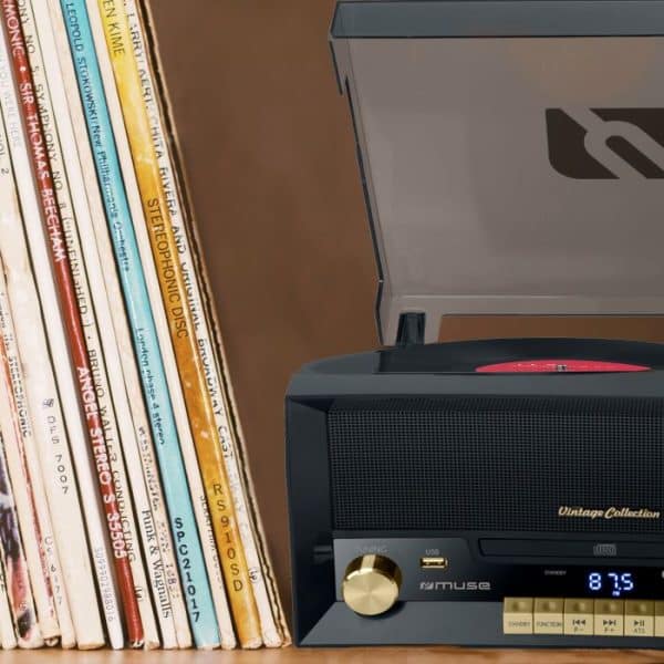 Muse Turntable Micro System, USB Port, 20W - Black - Image 5