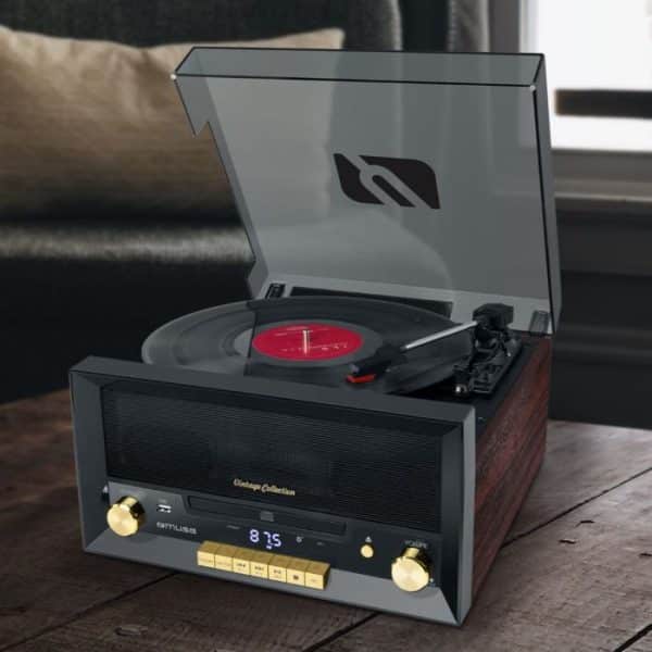 Muse Turntable Micro System, USB Port, 20W - Black - Image 4